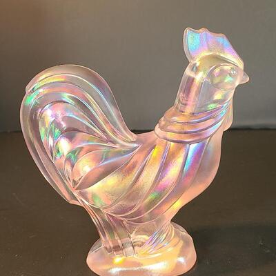 Lot 156: Fenton Champagne Satin Iridescent Rooster 