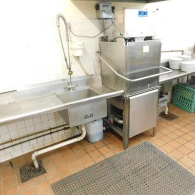 Commercial NSF Auto-Chlor Dishwasher with Two Stainless Rinse and Drain Tables 