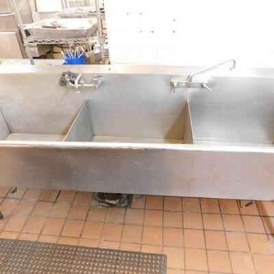 Commercial NSF Stainless Three Compartment Sink with Two Drain Board Sections 