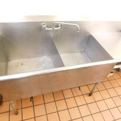 Commercial NSF Two Compartment Sink with Single Drain Board Section
