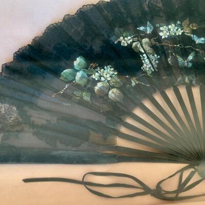 Vintage Framed Japanese Hand-Made, Hand-Painted Fan - GORGEOUS!