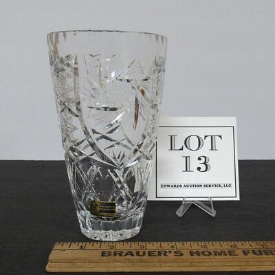 Clear Lead Crystal Cut Glass Vase, Made in German Democratic Republic