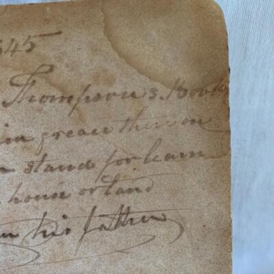1843 Bible w/ inscription from Charles Wesley to his son.