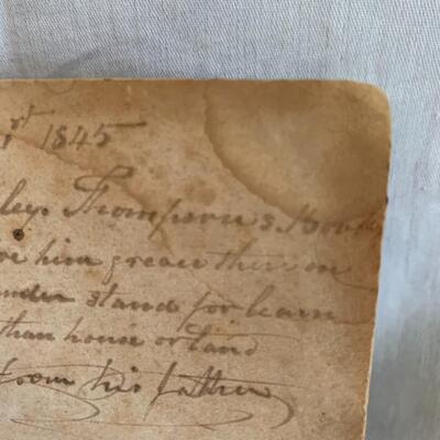 1843 Bible w/ inscription from Charles Wesley to his son.