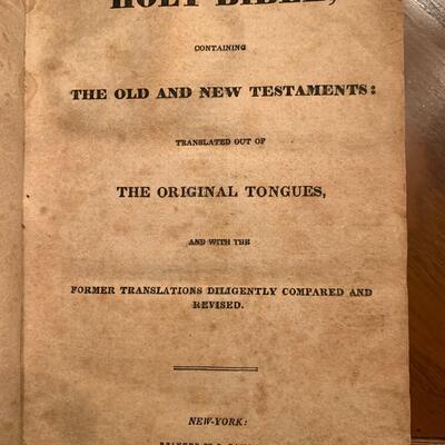1843 Bible w/ inscription from Charles Wesley to his son.