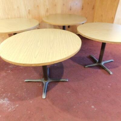 Set of Four Commercial 4-Top Round Pedestal Tables 