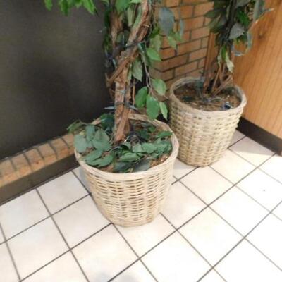 Pair of Artificial Plants in Basket Planters 7'