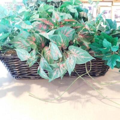 Collection of Table Top Artificial Plants in Wicker Weave Baskets Various Sizes