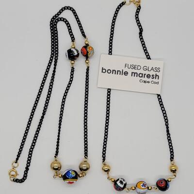Lot J77: Two necklaces Bonnie Maresh Fused Art glass beads