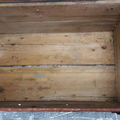 Lot 19-Vintage Wood and Metal Trunk -Nice Piece! Orangish in color