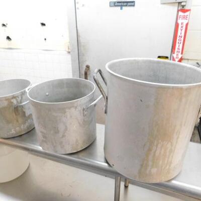 Set of Three Commercial Kitchen NSF Cooking Pots Various Sizes
