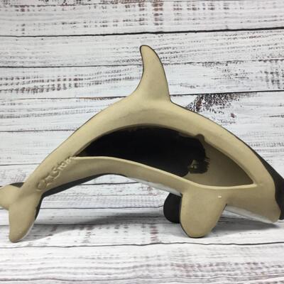 Vintage Ceramic Pottery Wall Hanging Orca Killer Whale C Starr
