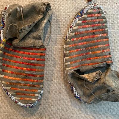Native American Beaded/Quilled Moccasins - circa 1885