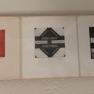 Triptych art, signed and numbered
