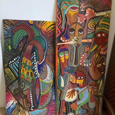 Pair of mixed media art
