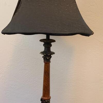 Side table with basket and lamp