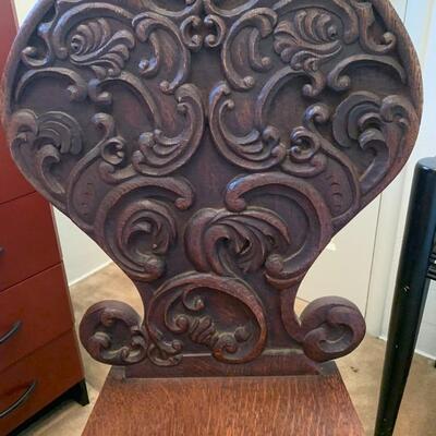 Handcarved antique wood chair.