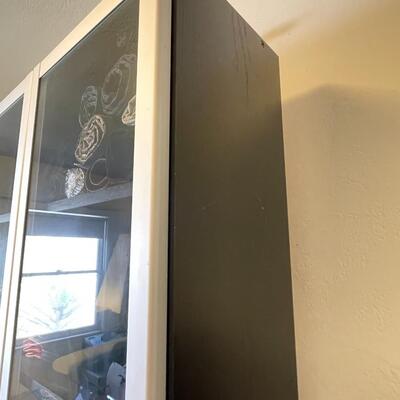 Storage cabinet with glass framed doors, 5 shelves