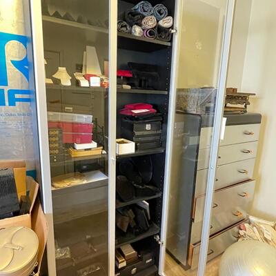 Storage cabinet with glass framed doors, 5 shelves