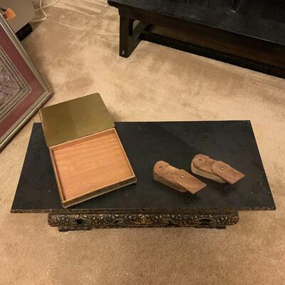 Wood display stand, jade inlaid box and more