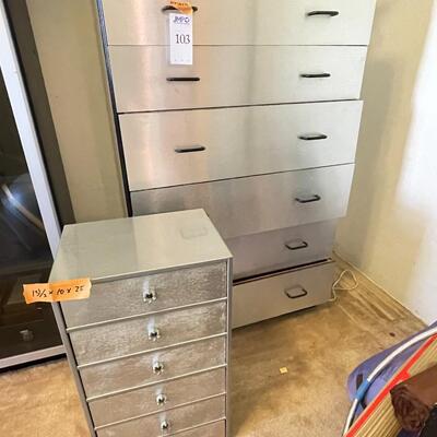 Silver dresser and drawer unit