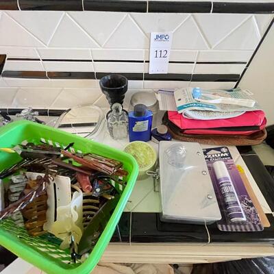 Bathroom mirror and grooming items