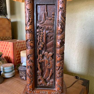 Jewelry boxes, carved lamp and more