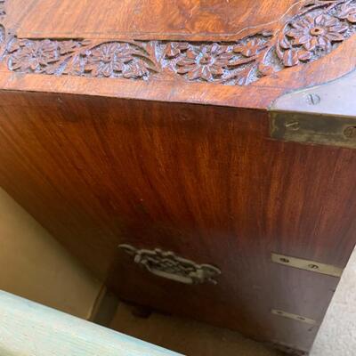 Chinese chest of drawers and lamp. 