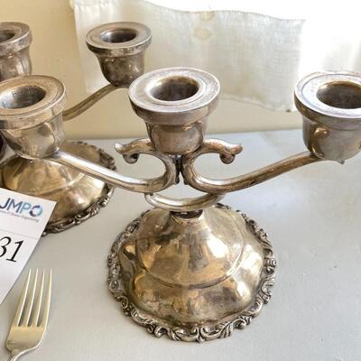 Sterling candlesticks, bowl and more