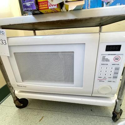 Microwave and 3 tier rolling cart