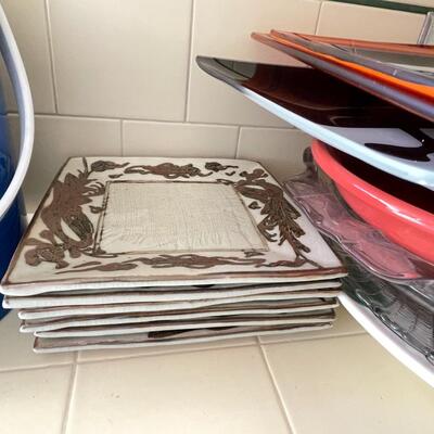 Glass trays, serving ware