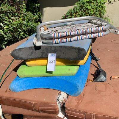 Boogie boards and chair