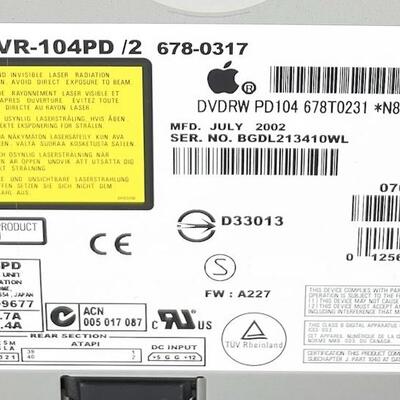 APPLE DVR-104PD REWRITABLE DVD DRIVE