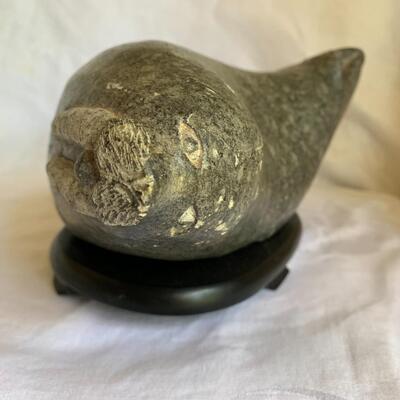 Vintage Stone carved Canadian Eskimo Art Walrus