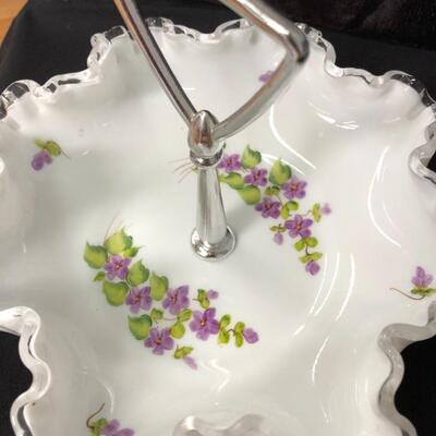 Fenton silver crest hand painted tray