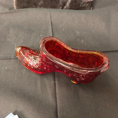 Fenton amberina glass slipper
