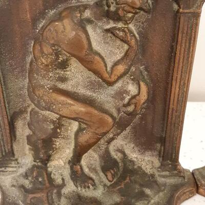 Lot 32- Brass Bookends-"The Thinker" Nice and heavy.
