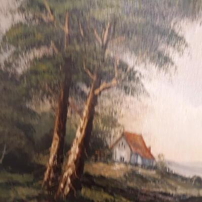 Lot 37-Brenner Painting -Cottage with Scenic View