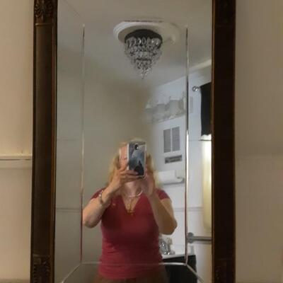 Lot 38-Antique Mirror With Wood Frame