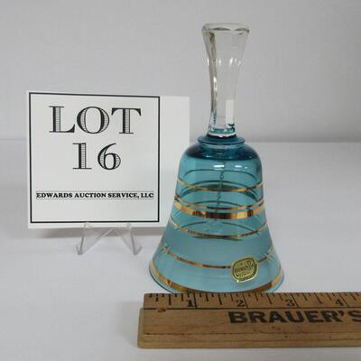 Vintage Bohemia Teal and Gold Glass Bell