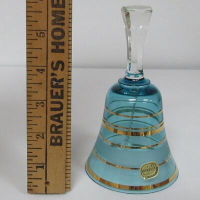 Vintage Bohemia Teal and Gold Glass Bell