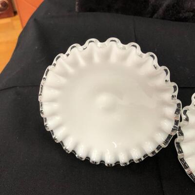 Two Fenton silver crest candle holders