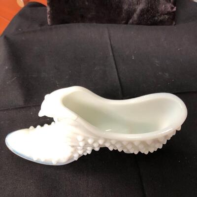 Fenton hobnail milk glass shoe
