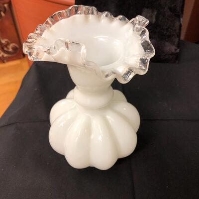 Fenton silver crest ruffled bulb vase