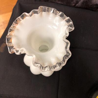 Fenton silver crest ruffled bulb vase