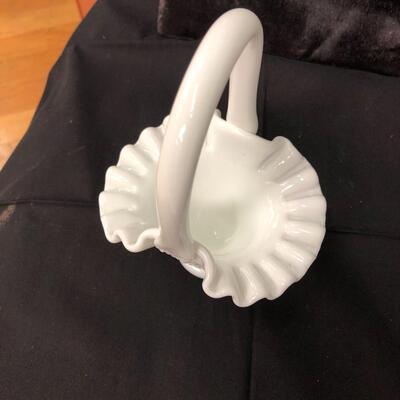 Fenton milk glass hobnail small basket