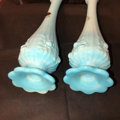 Two Fenton mid century swung vases