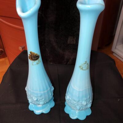 Two Fenton mid century swung vases