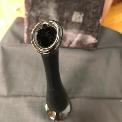 Fenton black amethyst diamond cut swung vase