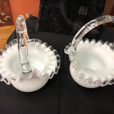 Two silver crest ruffled baskets